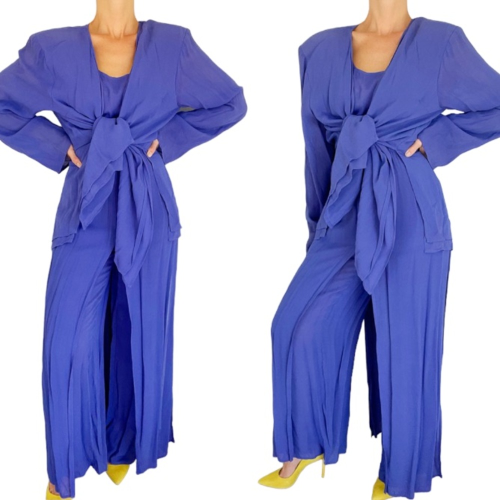 Vintage purple matching three piece pantsuit set size medium